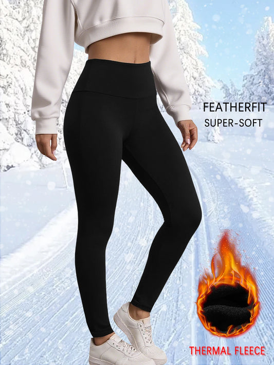 Women’s Thermal Fleece Lined High Waisted Leggings, Winter Warm Thick Workout Yoga Pants Tights