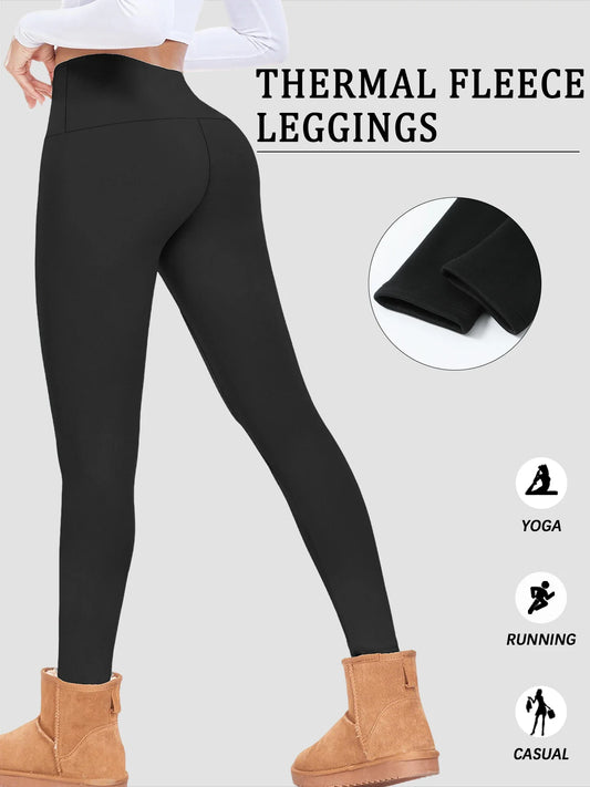 Women’s Thermal Fleece Lined High Waisted Leggings, Winter Warm Thick Workout Yoga Pants Tights